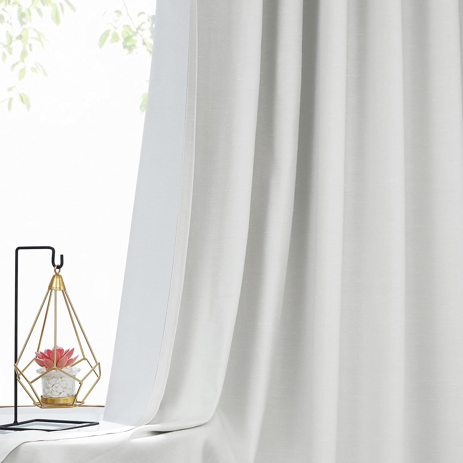 Vision Home White Pinch Pleated Blackout Curtain Cotton Blended Thermal Insulated Pinch Pleated Drape 63 inches for Bedroom Room Darkening Back Tab Window Curtain with Hooks 38" Wx63 L 1 Panel