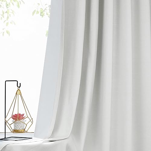 Miniatura 2 de Vision Home Cortina opaca blanca plisada con forro opaco de algodón Ramio con aislamiento térmico para oscurecer la habitación, cortina para ventana