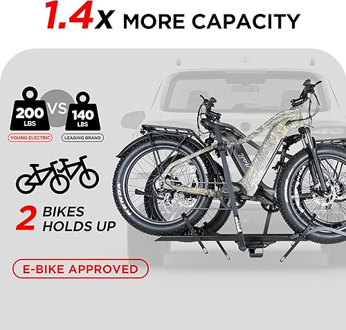 Miniatura 2 de Portabicicletas EZ-FOLD de aluminio de 200 libras con rampa para bicicletas y bicicletas eléctricas, automóvil, SUV, camión, furgoneta, RV y remolque