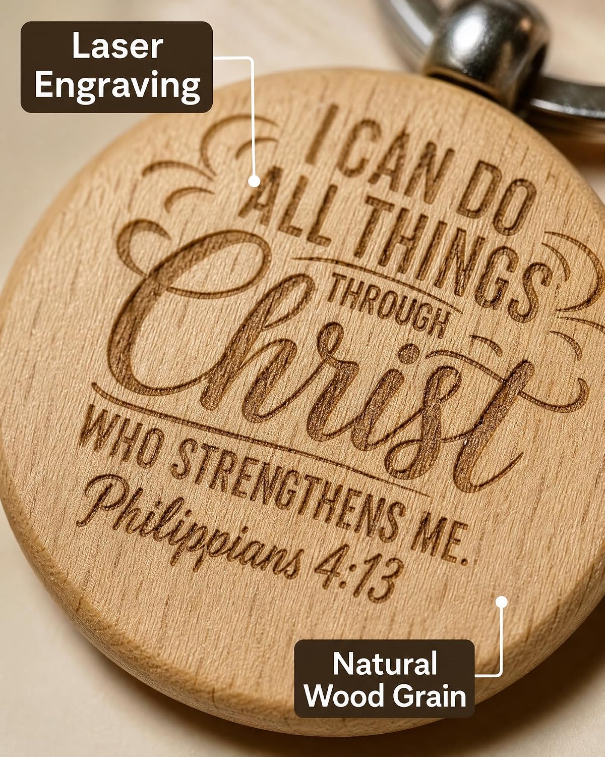 Wooden Christian Keychain for Church Giveaways and Events