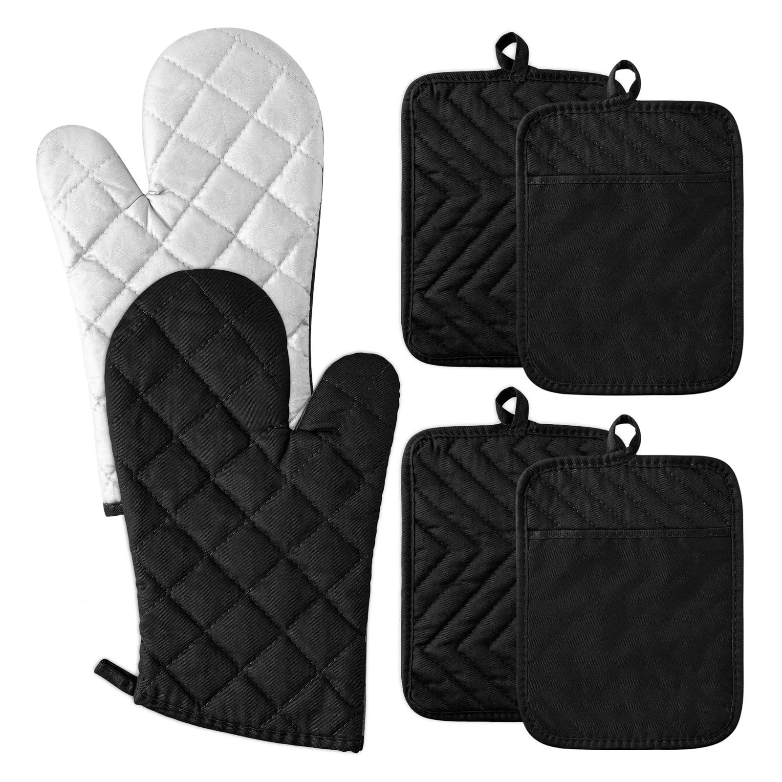 Ofenhandschuhe Ofenhandschuhe aus Baumwolle, rot/weiß, mit Topflappen, maschinenwaschbar, mit Aufhängeschlaufe, for Küchenutensilien for Backen und Kochen im Ofen, 6 Stück(PE-G0027C)