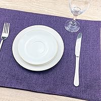 Vista 6 de Weabetfu Cloth Placemats Set of 6 Heat Resistant Dining Table Placemmats Cotton Linen Machine Washable Kitchen Table Mats Wrinkle Free Thick Fabric