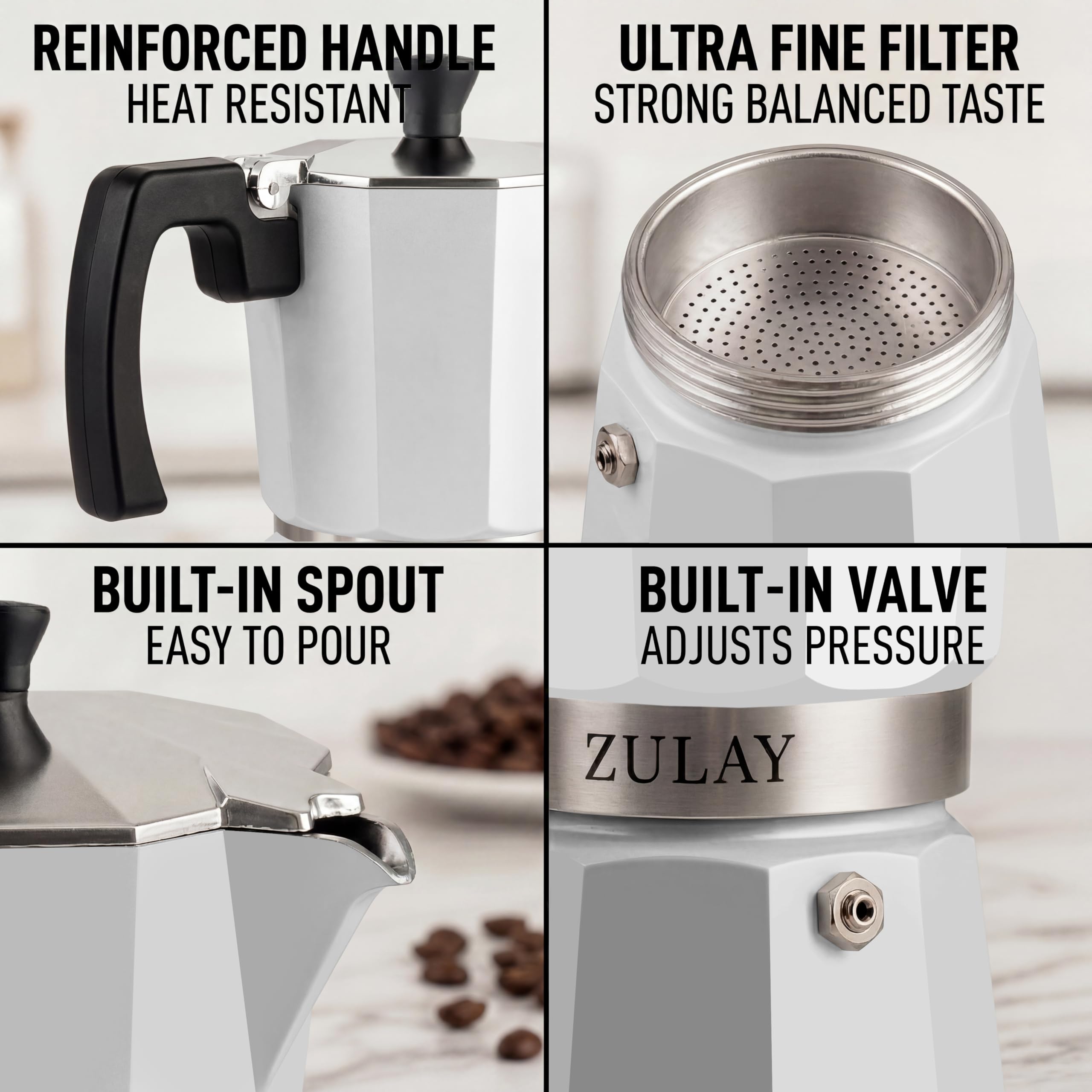 Zulay Moka Pot Espresso - Caffettiera cubana - Macchina per caffè espresso da piano cottura a prova di perdite, caffettiera italiana resistente, Cafetera Cubana - Grecas de Cafe - Moka Pot 9 tazze