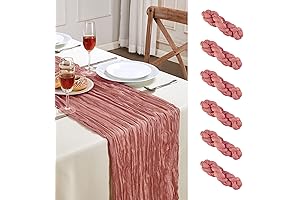 Long Dusty Rose 6-Pack Linen Gauze Table Runner 10FT for Party Decorations