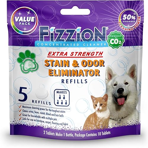 Fizzion Eliminador de manchas y olores para mascotas (10 tabletas, extra fuerza)
