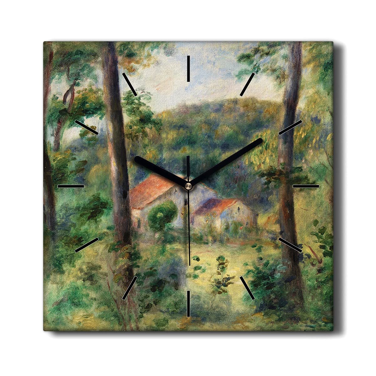 Horloge sur Toile 30x30 cm Maison Forestière Coloray Muette pour Salon