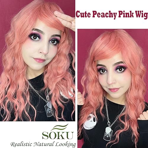 Miniatura 5 de SOKU Peluca ondulada de jengibre con flequillo de aire para mujer, cabello corto de 20 pulgadas, color rojo jengibre, peluca rizada sintética para
