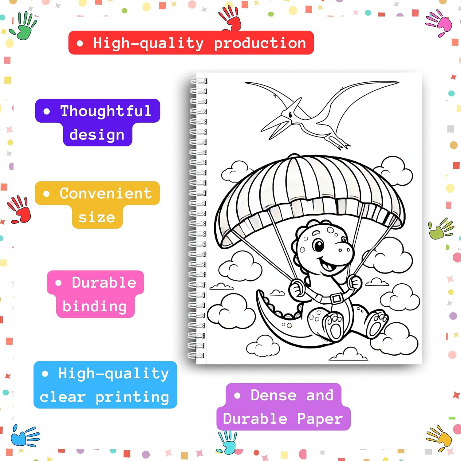 Coloring Pages, Dino Besties Coloring for Kids Ages 3+, 40 Fun and Engaging Illustrations of Friendly Dinosaurs! Perfect for Boys & Girls. Spiral Bound, Thick 199 GSM Paper, Size 8.5x11 In