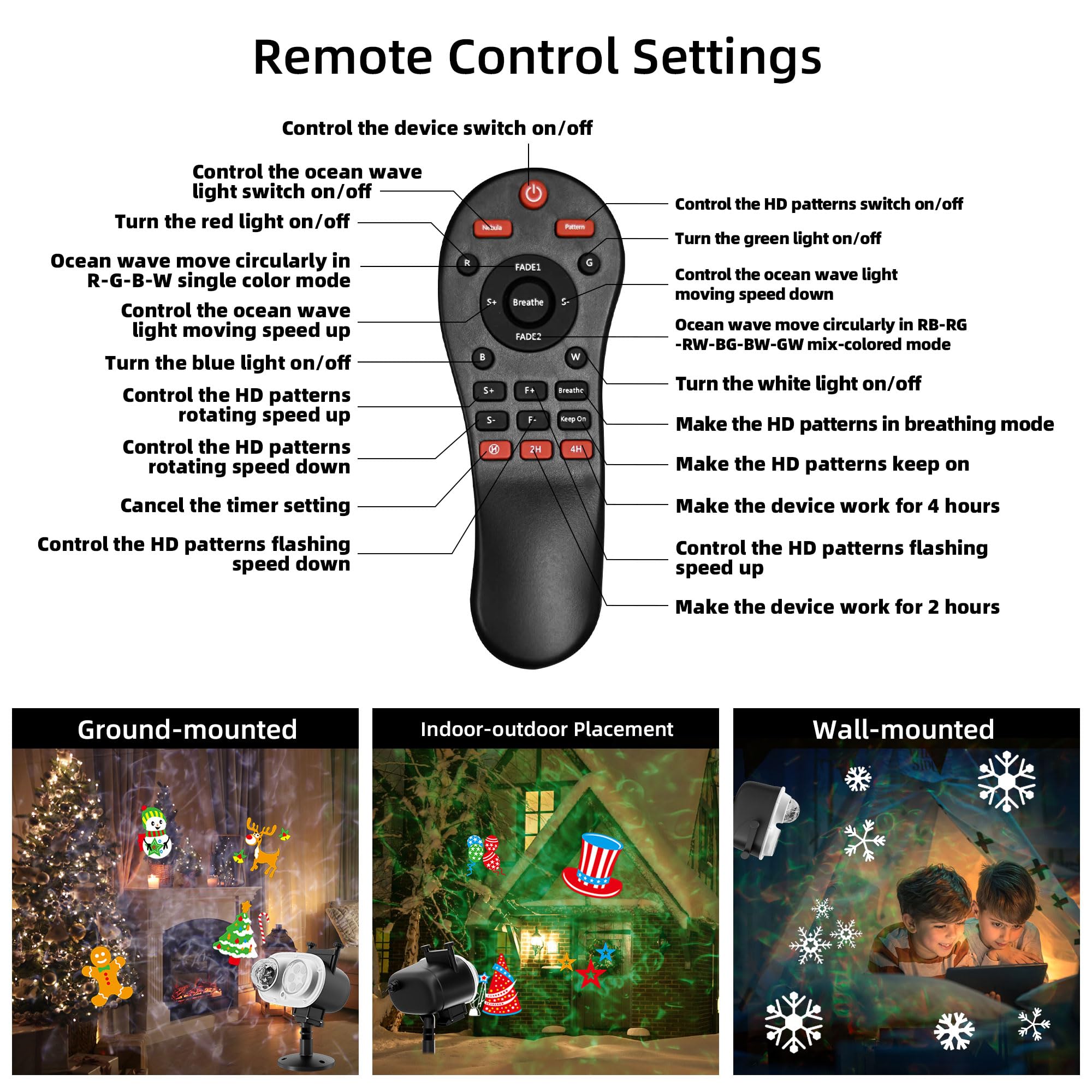 Halloween Weihnachten Projektor Lichter Aussen Wasserdicht 2 in 1 LED Outdoor Projektoren mit Fernbedienung Timer