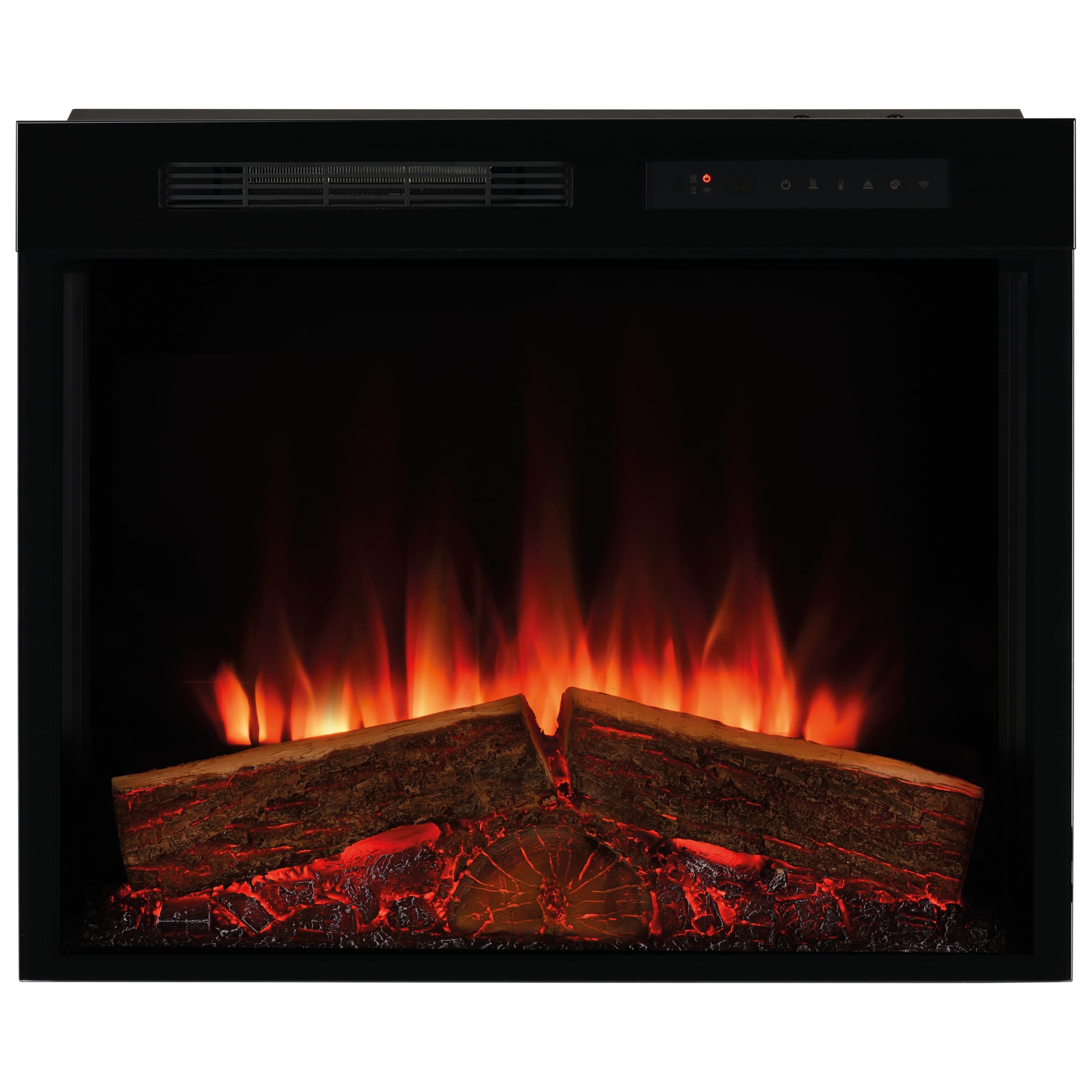 Dimplex Spark 28" Camino Elettrico da Incasso Camino Elettrico da Parete con Termoventilatore 2 kW Effetto Fiamma LED Optiflame, Velocità e Luminosità Regolabili Incluso Timer e Telecomando