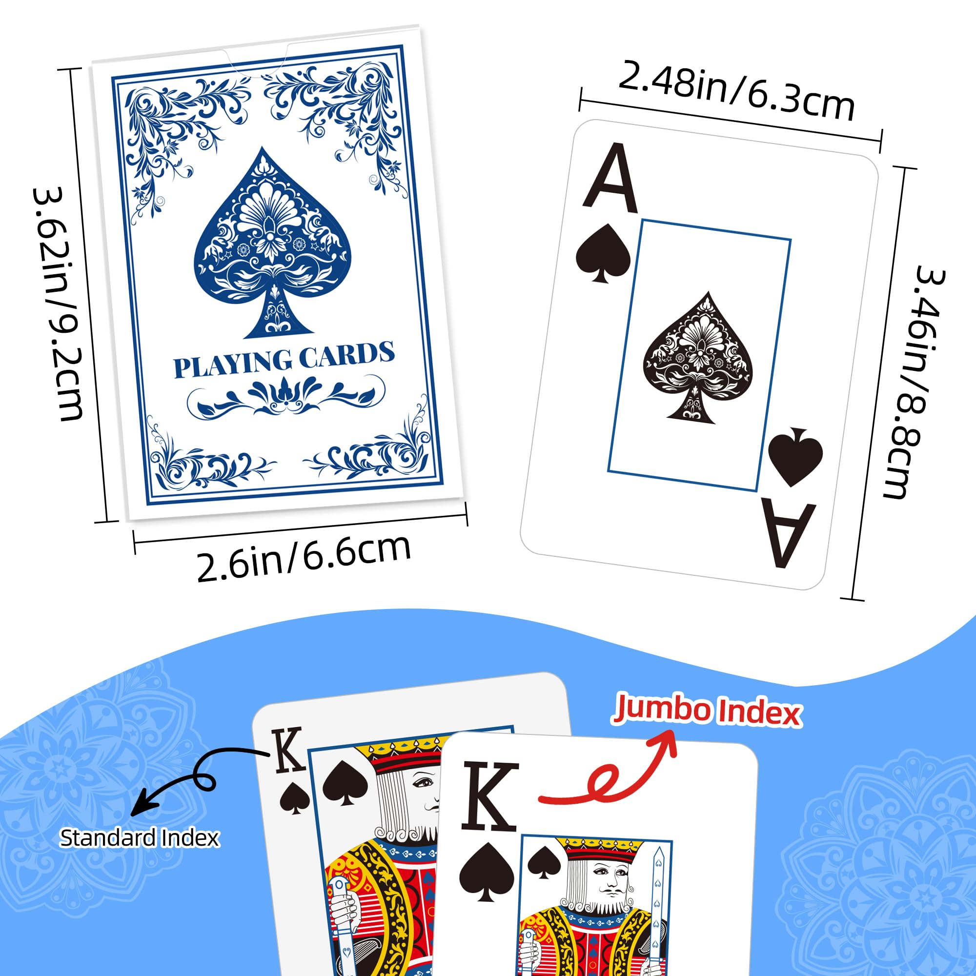 Aomaic Playing Cards 2 Deck of Cards Poker Cards Jumbo Poker Size Large Print Playing Cards for Adults Seniors Card Games for Family Game Night Table Games Magic Casino Theme Party - Image 2