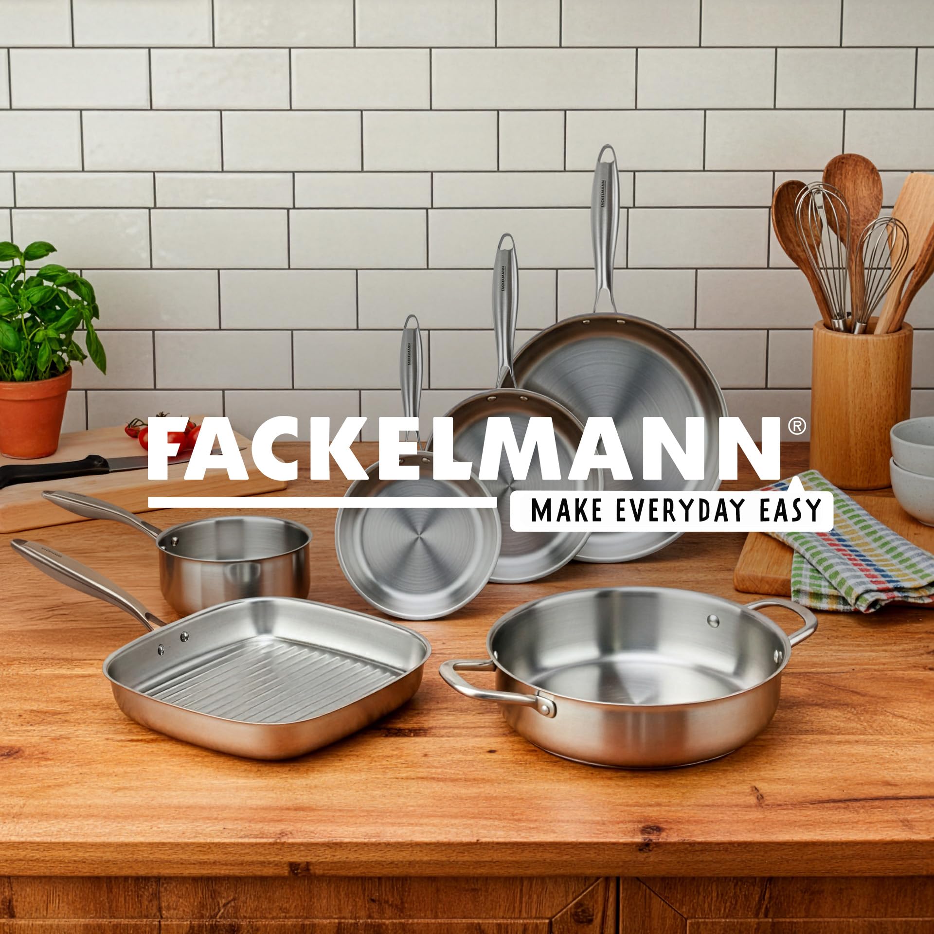 Fackelmann Vita3 Sartén Grill de Acero Inoxidable 28 cm, Acero Inoxidable Triply con Triple Fondo Difusor, Sin Antiadherente, Sin PFA, Apta para Inducción, Gas, Vitro y Horno, Apto Lavavajillas — view 7