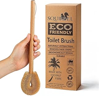 Eco-Friendly Wooden Toilet Cleaning Brush - Zero-Waste Toilet Bowl Brush, Biodegradable, Coconut Fiber Bristles, Rubberwood