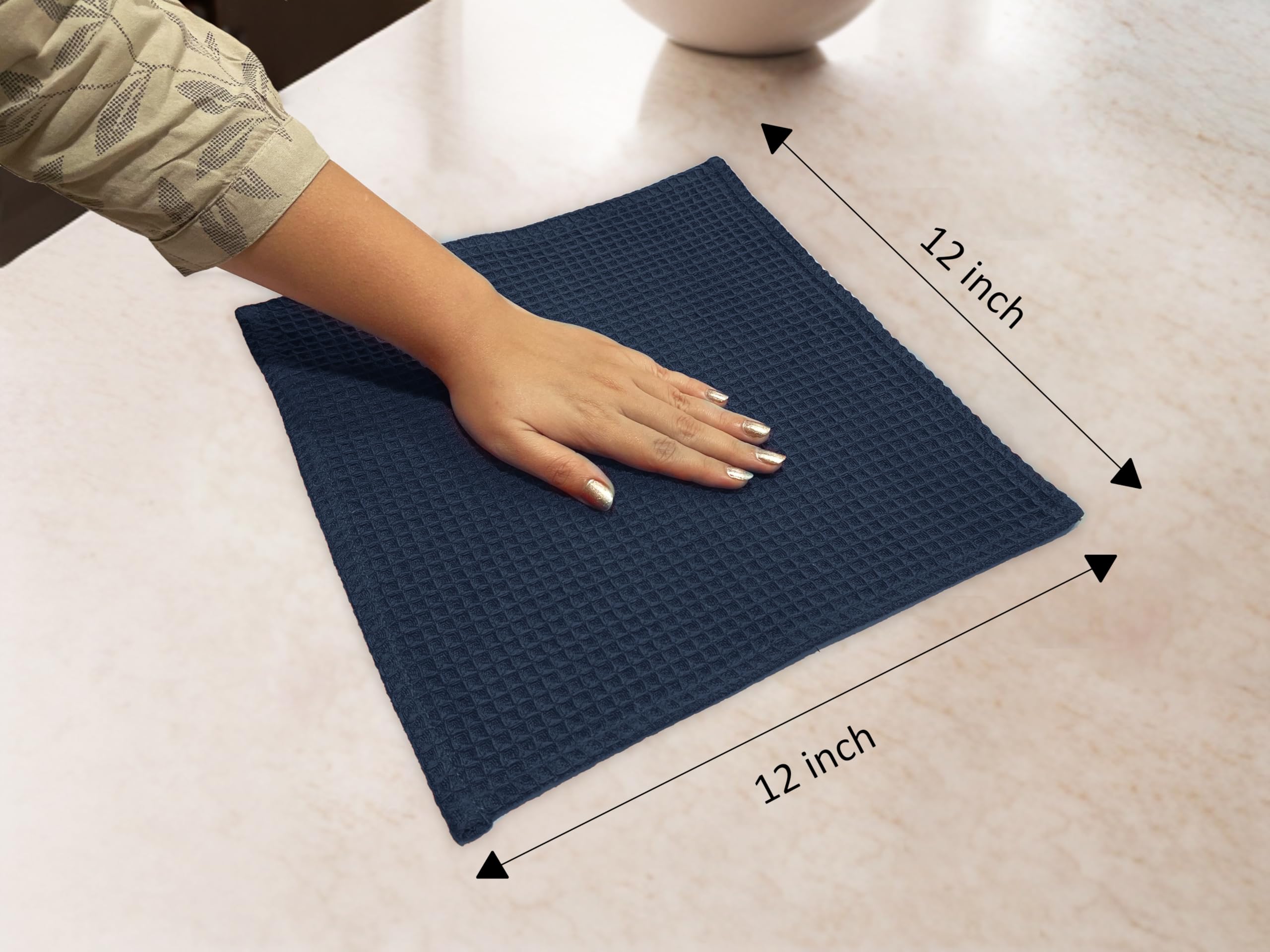 Encasa XO Kitchen Dish Towels, Waffle Hand Tea Towel Cloths Navy 1
