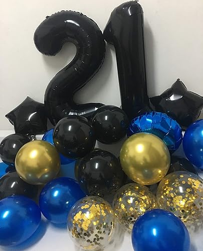 Miniatura 3 de Decoraciones de cumpleaños número 21 para él, globos de fiesta de cumpleaños número 21 para hombres con número gigante, kit de decoración de
