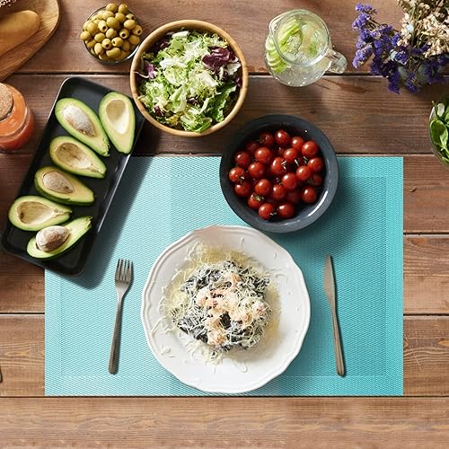Miniatura 5 de Aofmee Placemats, Placemats Set of 6, Heat Resistant Place Mats, Washable PVC Table Mats, Woven Vinyl Plastic Placemats for Dining Table, Non-Slip