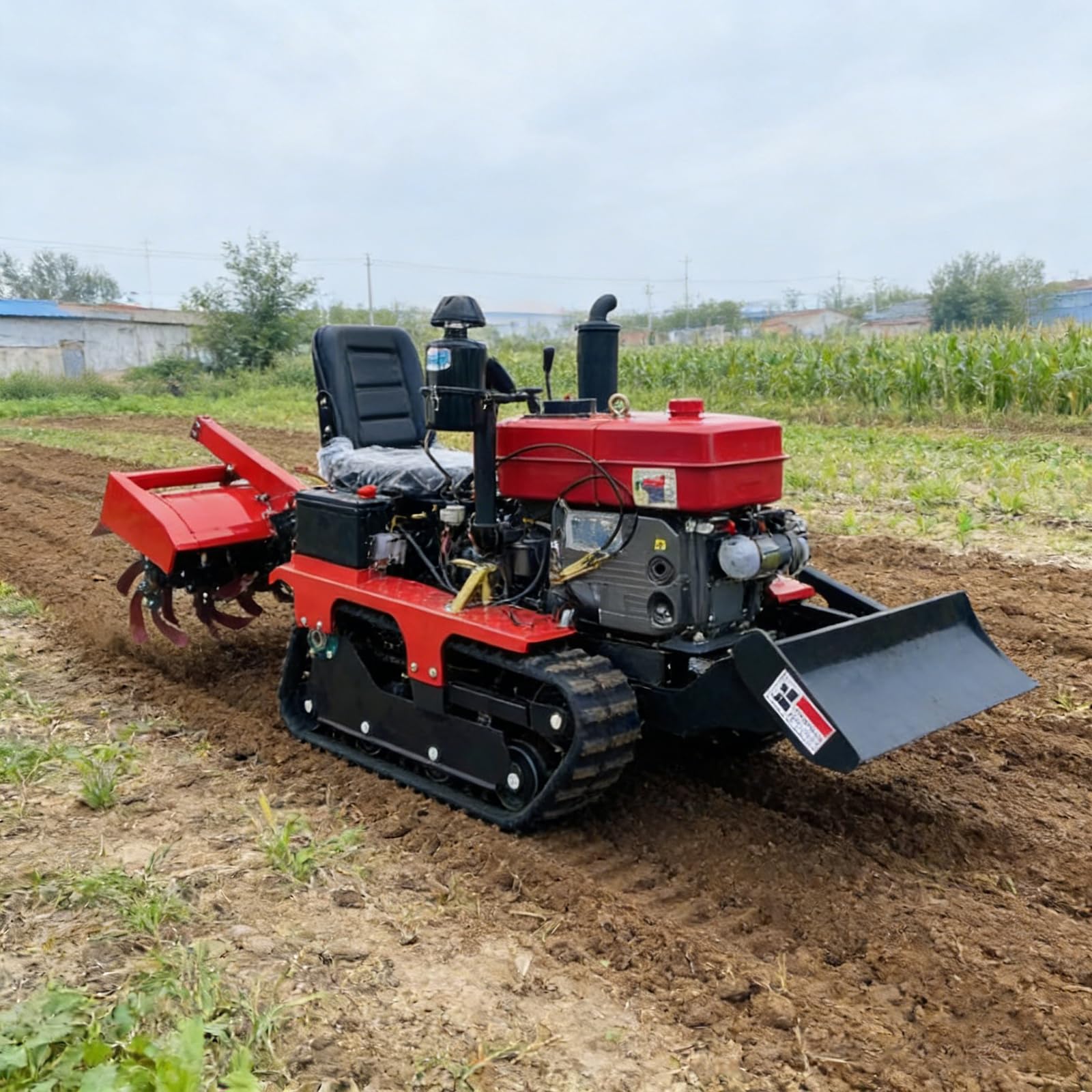 Mini rototiller, coltivatore resistente del giardino del cingolo per la preparazione del suolo | Rototiller agricolo per fattoria, prato e orto, offre una coltivazione potente, guida fluida, alta produttività