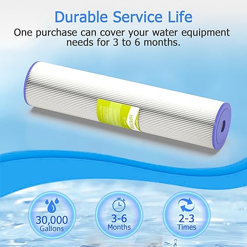 Miniatura 6 de Cartucho de filtro de agua de 20 micrones para toda la casa, filtros de sedimentos plisados para agua de pozo, reemplazo universal para cualquier