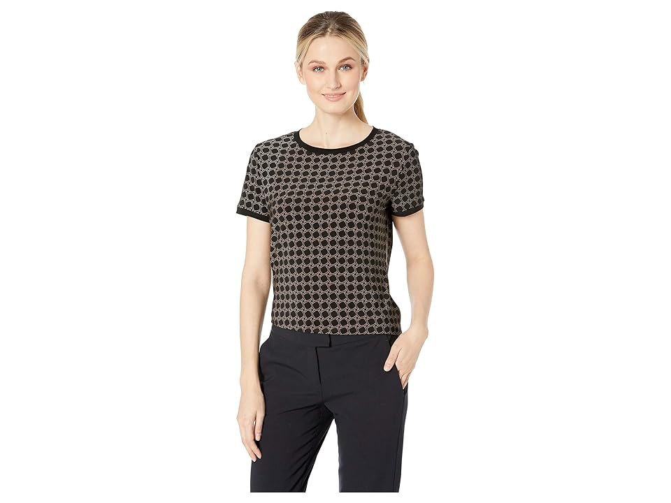 

Anne Klein Bistro Button Back Knit (Anne Black/Havana) Women's Blouse