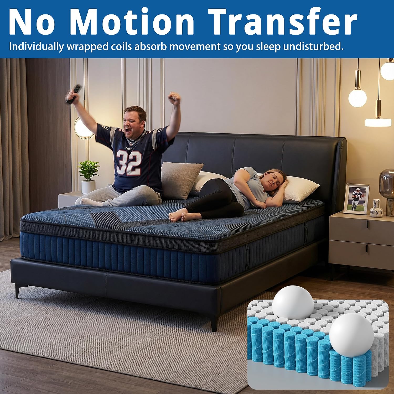 inight 14 Inch King Size Hybrid Mattress, Medium Firm Support for Average Weight (130-230lbs), Supportive Nebulign Foam & Silent Pocket Coils, Fiberglass-Free, CFR 1633 Compliant