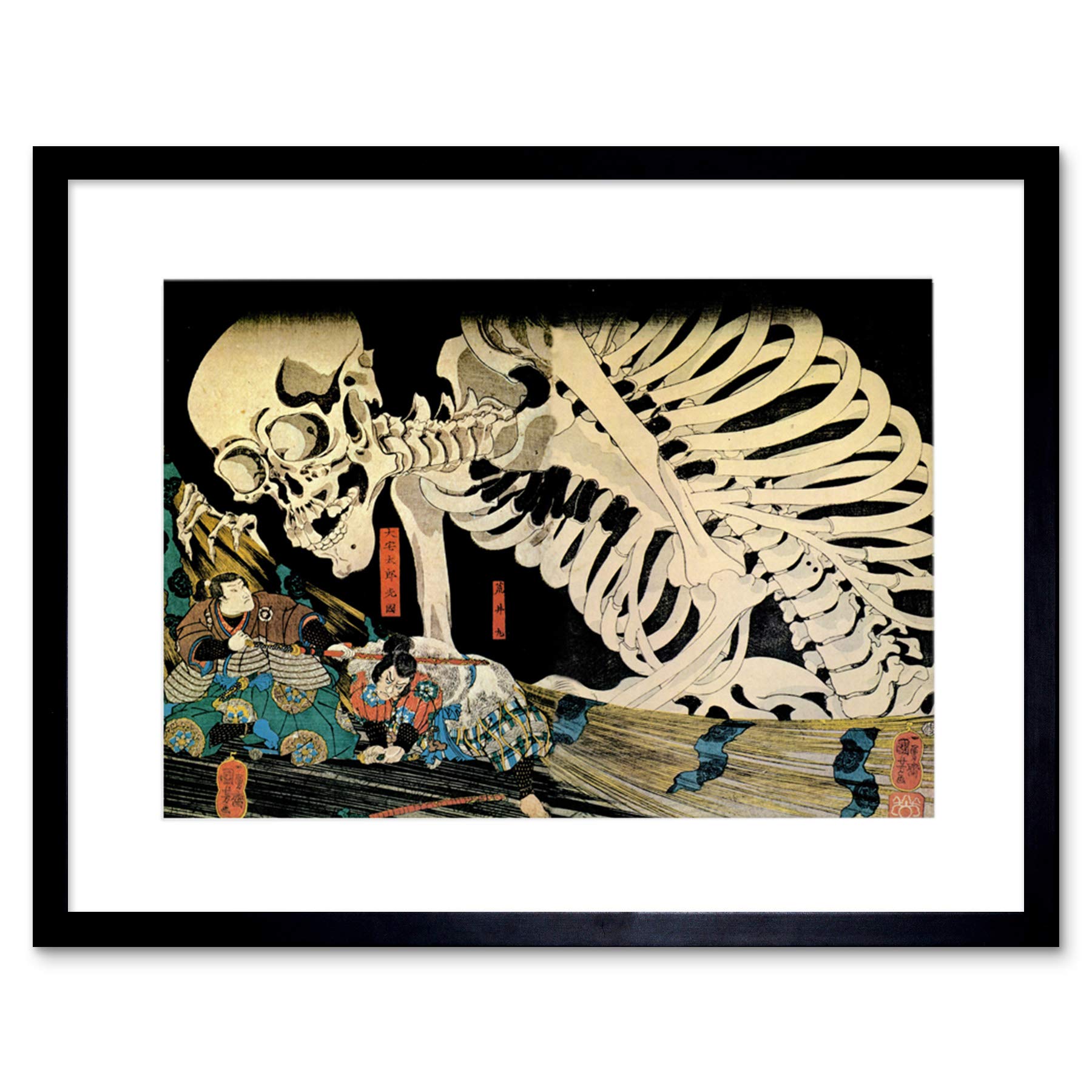 Wee Blue Coo Painting Mitsukini Defies Skeleton Utagawa Kuniyoshi Framed Wall Art Print