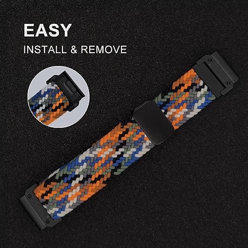 Miniatura 2 de Abanen Correa de reloj elástica de 0.866 in de ajuste rápido con hebilla magnética para Garmin Fenix 7  Fenix 6  Fenix 5  EPIX 2, correa trenzada