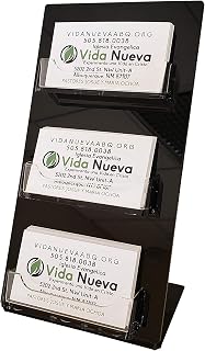 CLEAR CHOICE Deluxe Slant Back Business Card Display | Great for Medical Offices, Law Firms, Banks, Real Estate Offices, Retail Stores, Schools and Much More | Counter-top (BLACK, 3 POCKET)
