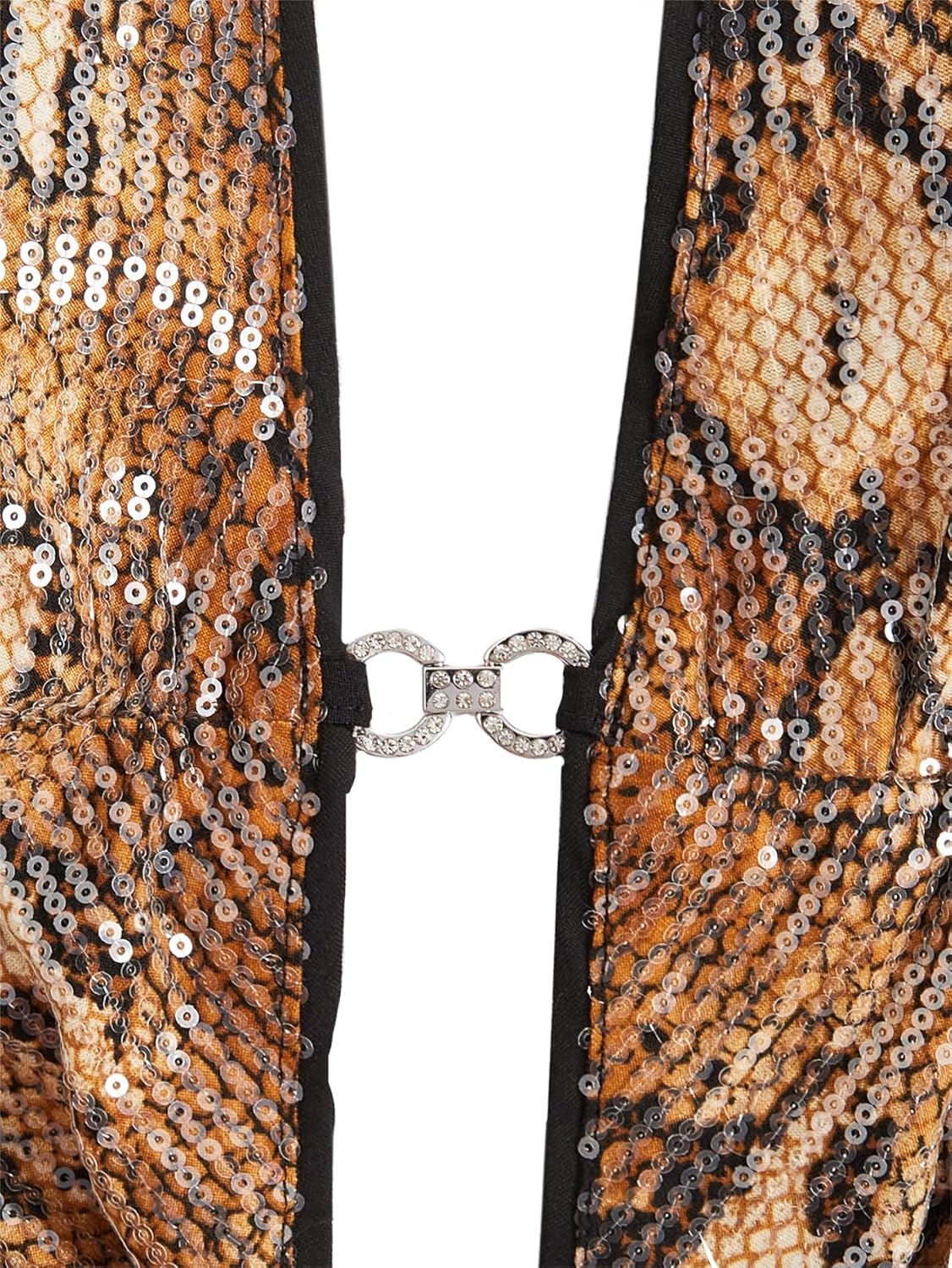 Verdusa Women's Cheetah Print Sequin Top Y2K Tie Back Corset Halter Going Out Crop Tops - Image 4