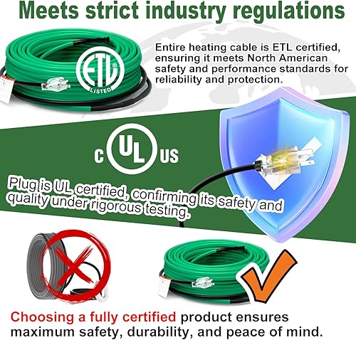 Vista 28 de HEATIT JHSF - Cable calefactor de tuberías autorregulable preensamblado de 30 pies y 120 V