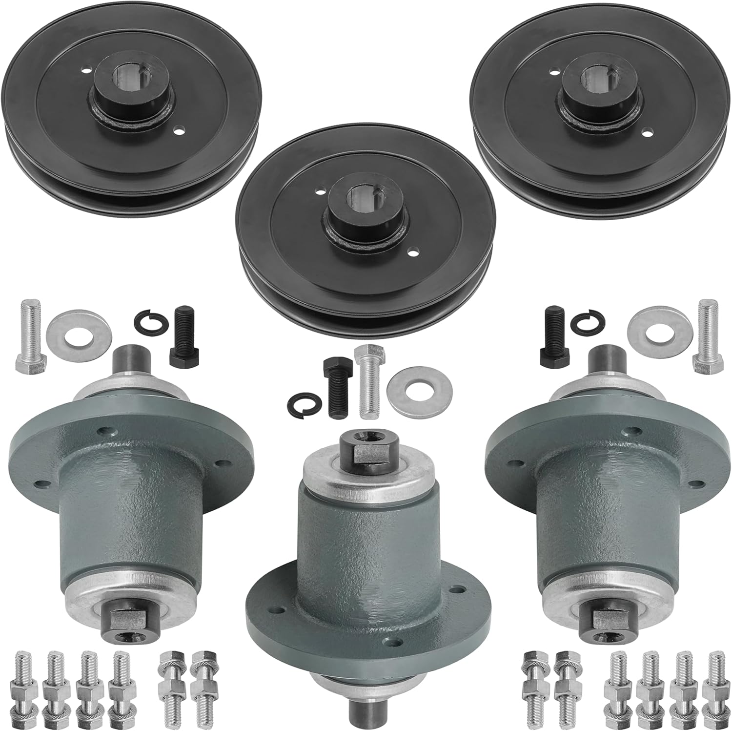 Caltric 72in Deck Spindle and Pulley Compatible with Bad Boy 037-4000-00 037-8000-00 033-7203-00 Qty 3