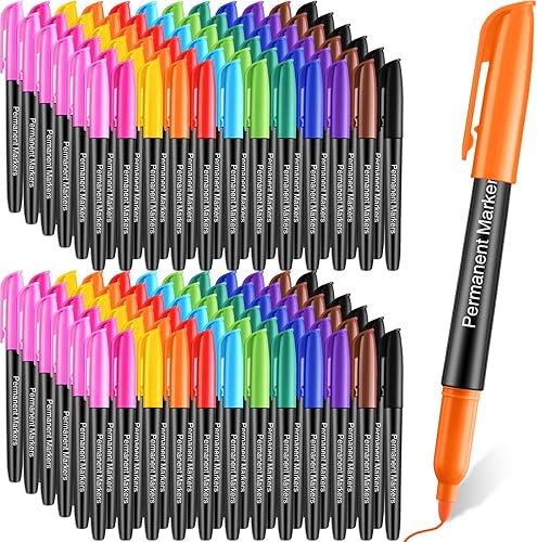 Ctosree 144 marcadores permanentes de colores a granel, 12 marcadores de colores surtidos, punta fina permanente, punta fina, impermeable, regalo de