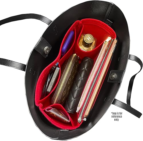 Miniatura 8 de Purse Organizer for Laurent East West Shopping Tote Insert, Laurent East West Tote Organizer, Handmade 3mm Premium Felt Snug Sturdy Gold Zipper (For