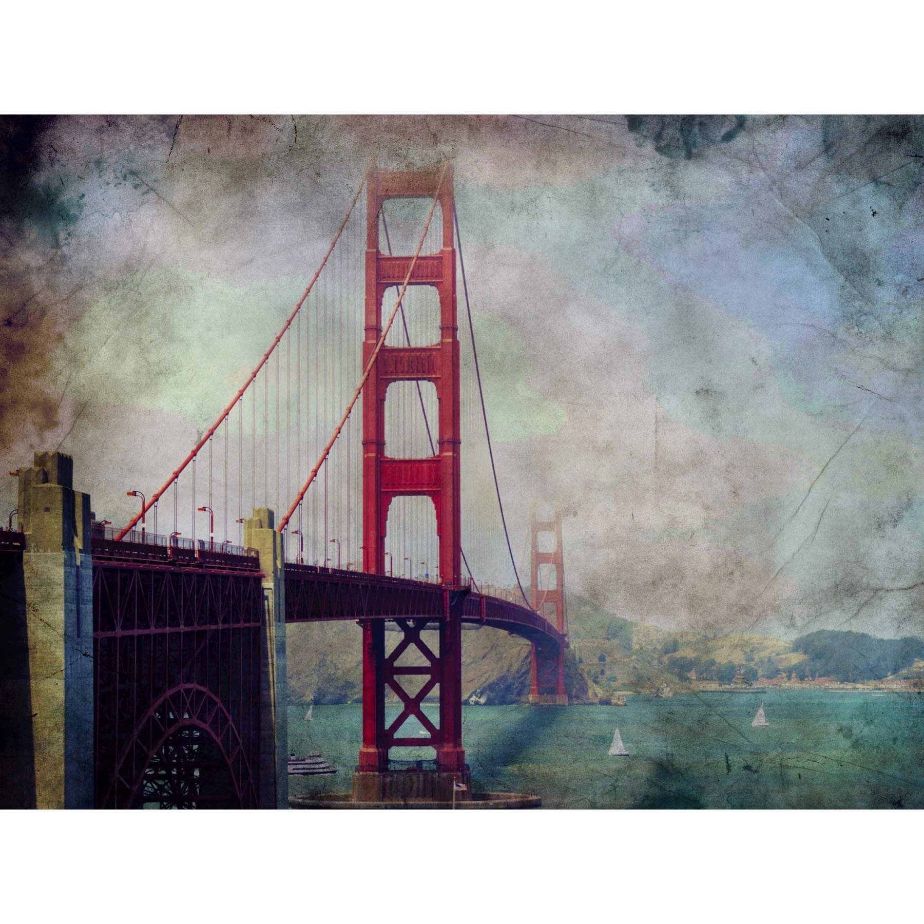 Wee Blue Coo PHOTO PAINTING GOLDEN GATE BRIDGE SAN FRANCISCO WALL ART PRINT POSTER HP2738