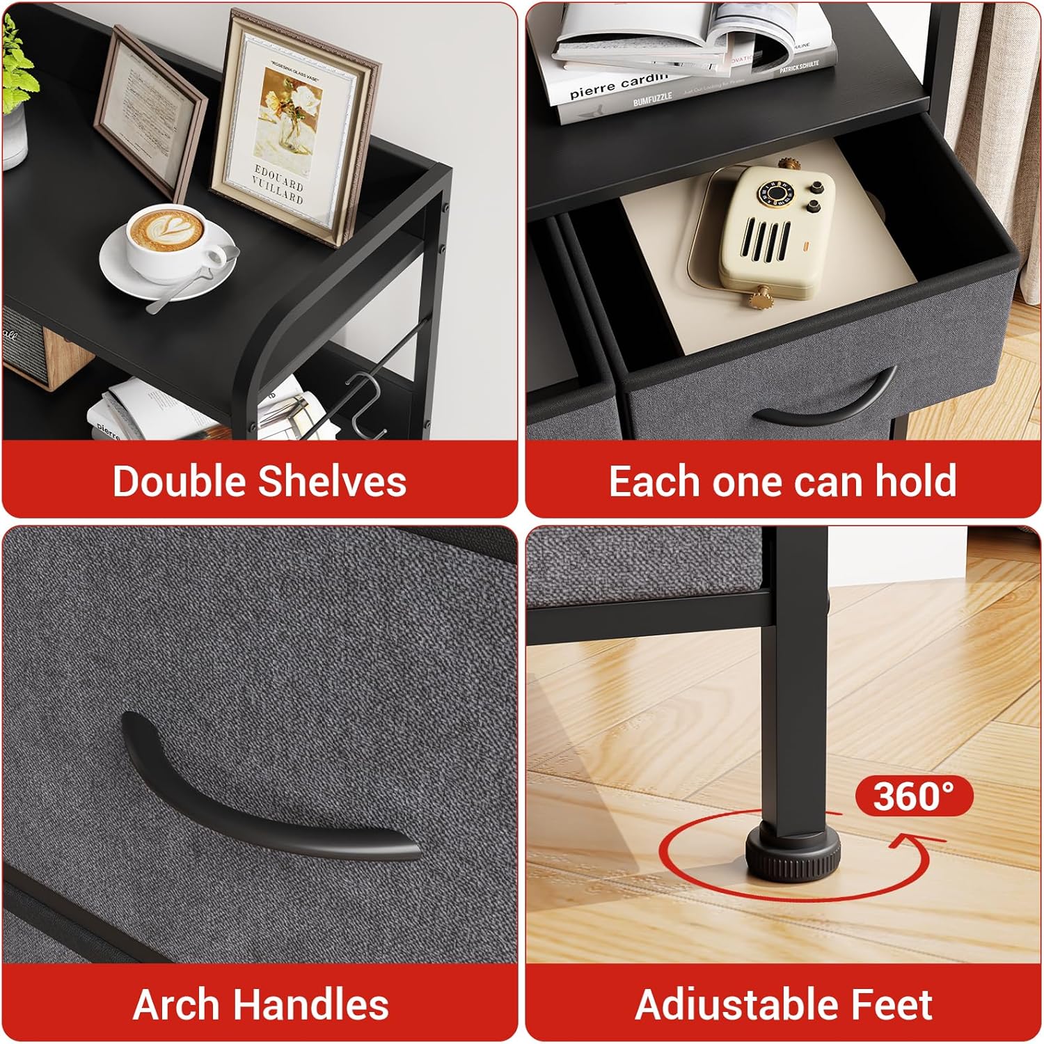 Dresser for Bedroom with 5 Storage Drawers,Dressers & Chests of Drawers for Hallway, Entryway, Small Dressers Chest of Drawers Fabric Dresser with Sturdy Steel Frame, Easy Pull Handles,Gray