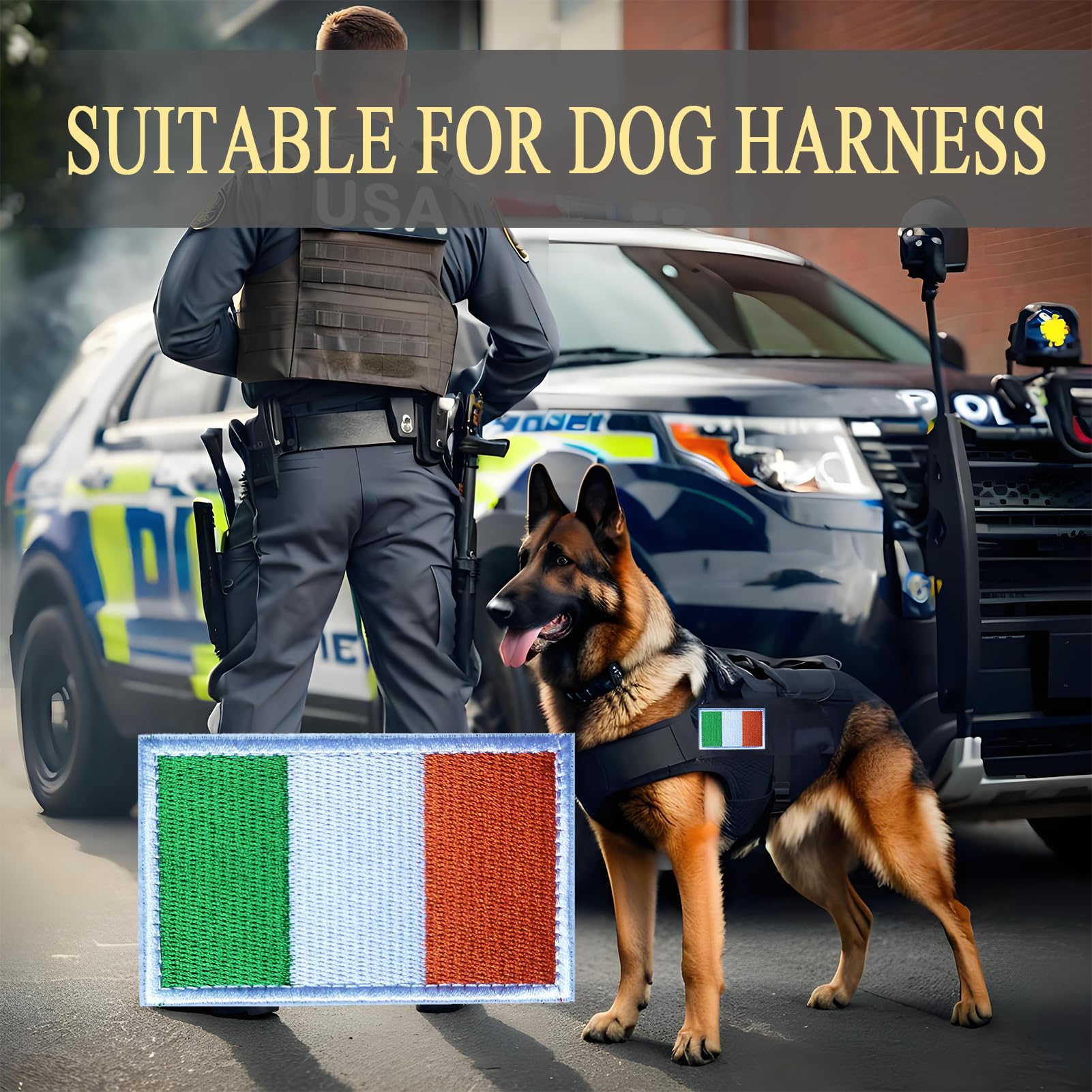 2 parches bordados de la bandera de Irlanda con | Parche militar táctico, accesorio táctico versátil, cierre de apliques, 3 x 2 pulgadas