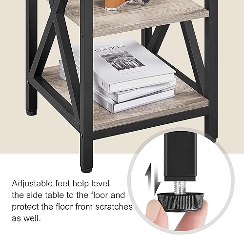 Miniatura 5 de Topeakmart Mesa auxiliar industrial con estantes de almacenamiento para sala de estar, mesa de sofá de 3 niveles, muebles decorativos con aspecto de