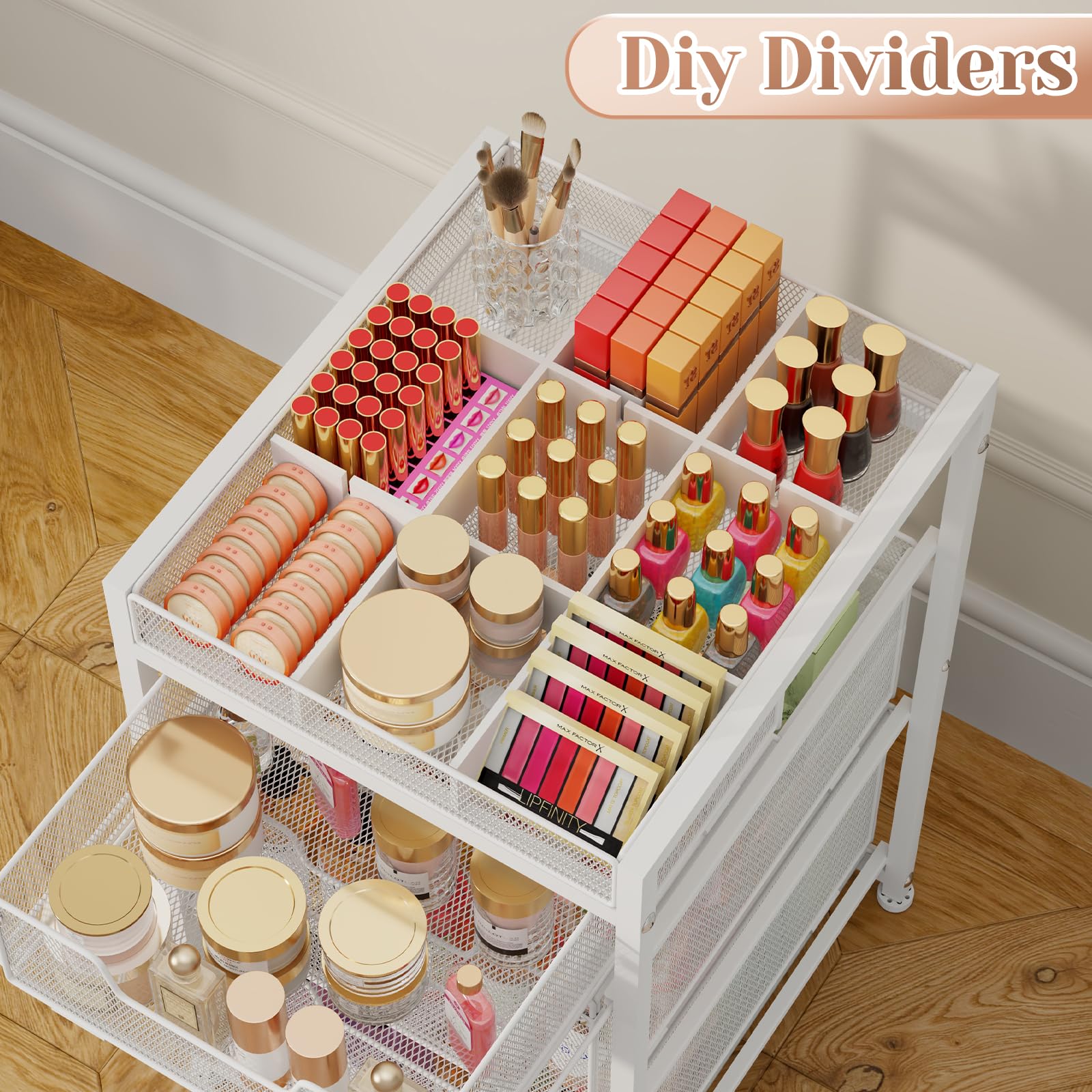JKsmart Rolling Makeup Cart Organizer with Drawers and Dividers