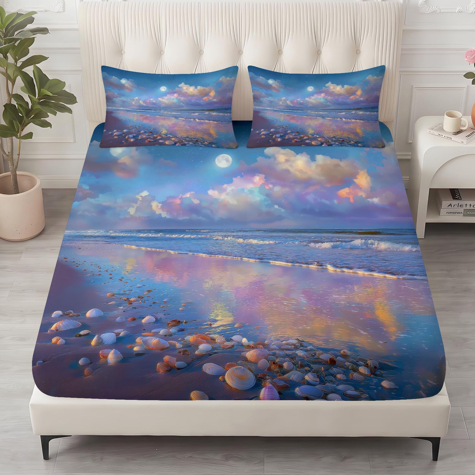 Prześcieradło z gumką na łóżko King Dreamy Beach 150 x 200 cm