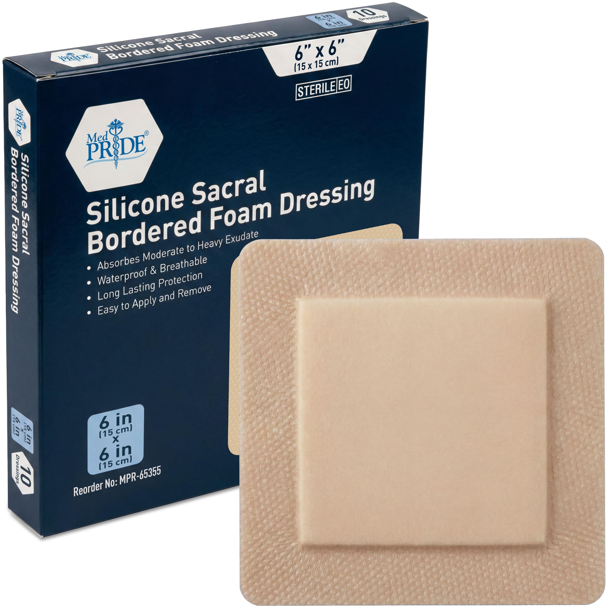 Medpride Wundkompressen mit Silikonumrandung, 10,2 x 12,7 cm, 10 Stück