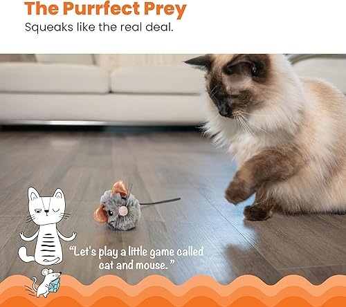 Miniatura 2 de Petstages - Ratón chillón, juguete de gato de peluche con hierba gatera