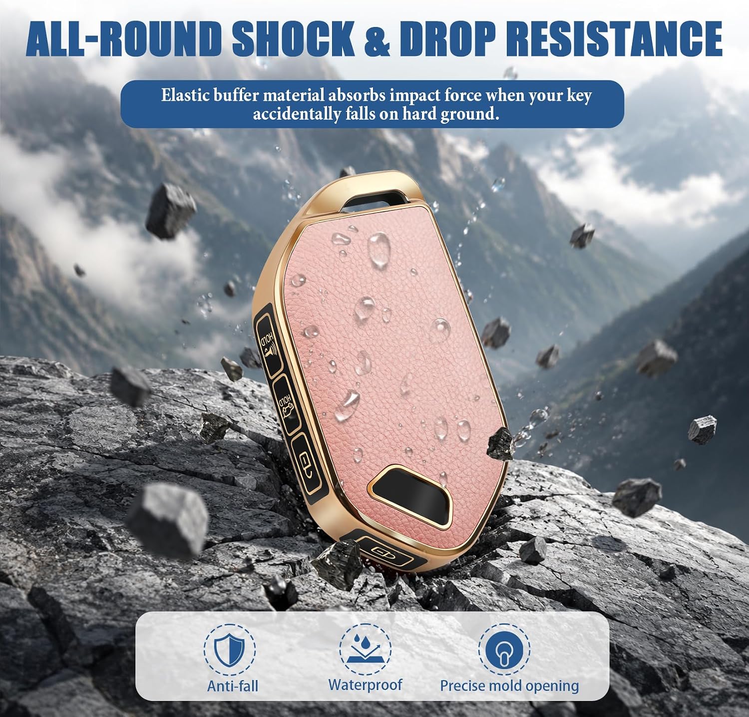 Key Fob Cover for Kia, with Metal Blessing Tag (Pink) image 4