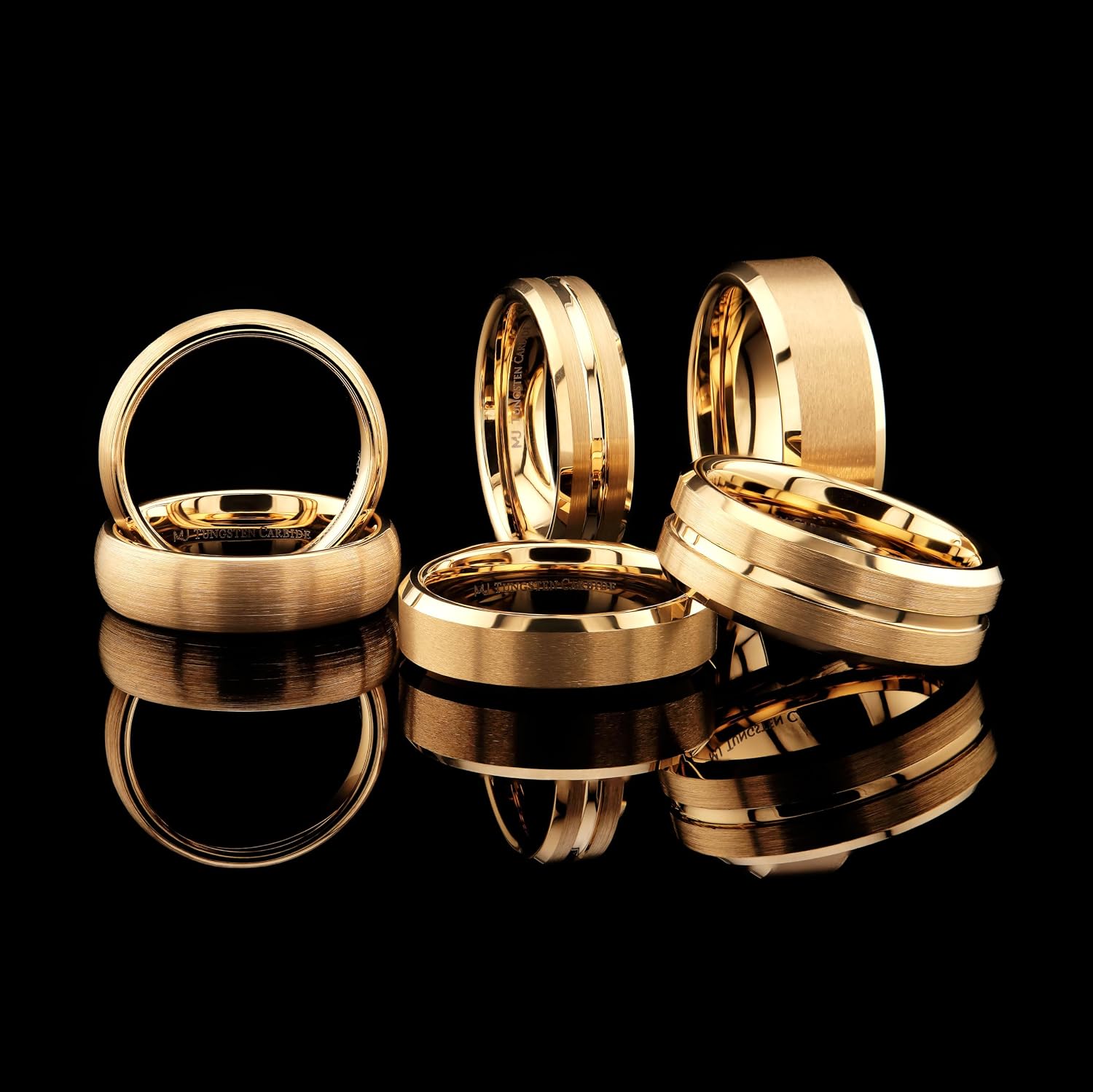 Custom Engraved 8mm Brushed Gold Plated Tungsten Carbide Band Ring Size 10