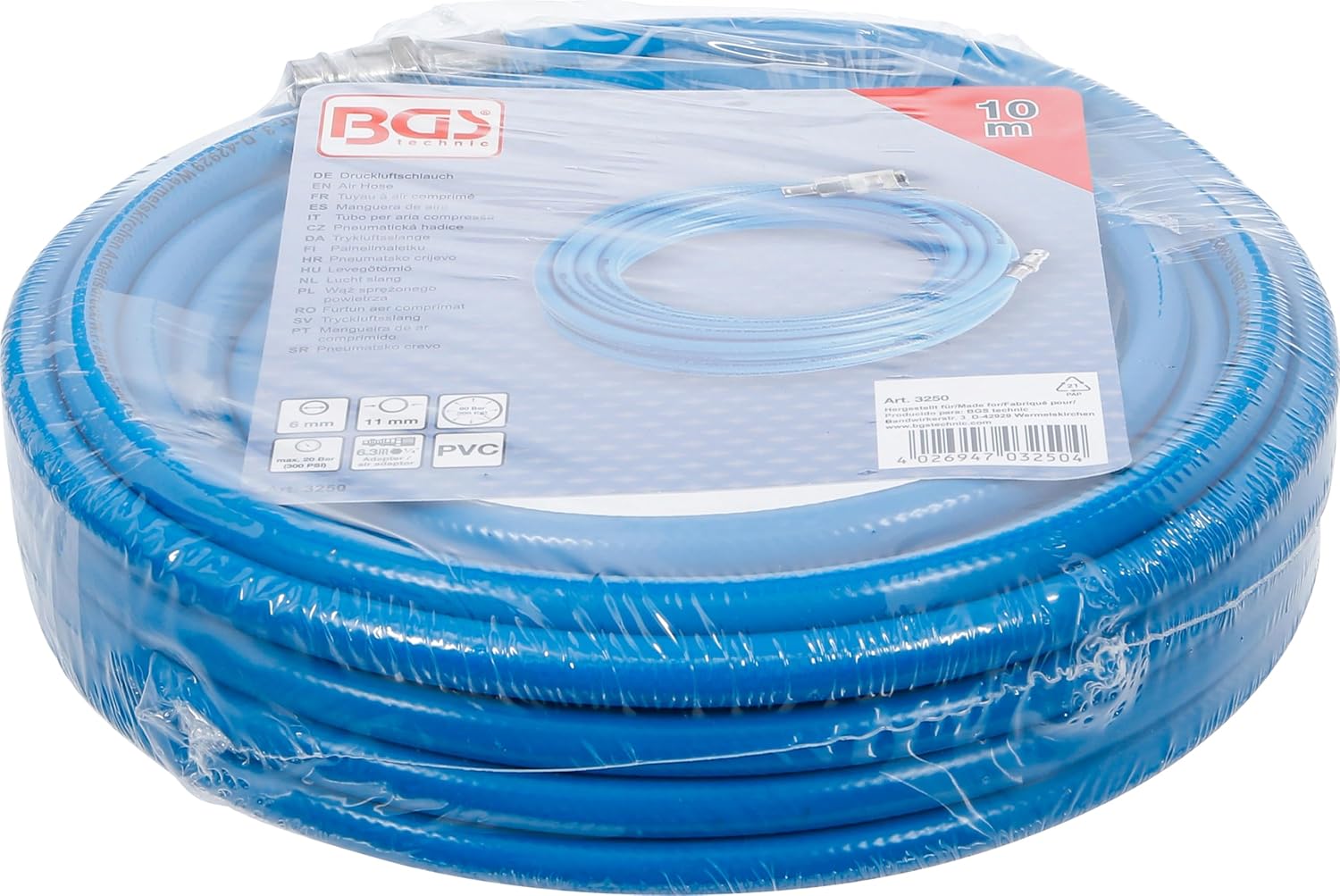 BGS 3250 Air Hose, Blue, 10 m-1/4