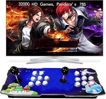 FVBADE 30,000 Games in 1 70S Pandora Box Mini Arcade Console for Kids, PC & Projector & TV, 3D Game, 1-4 Players, Double Joystick, Favorite List, Game Category Storage, Search, Hide, Pause Game