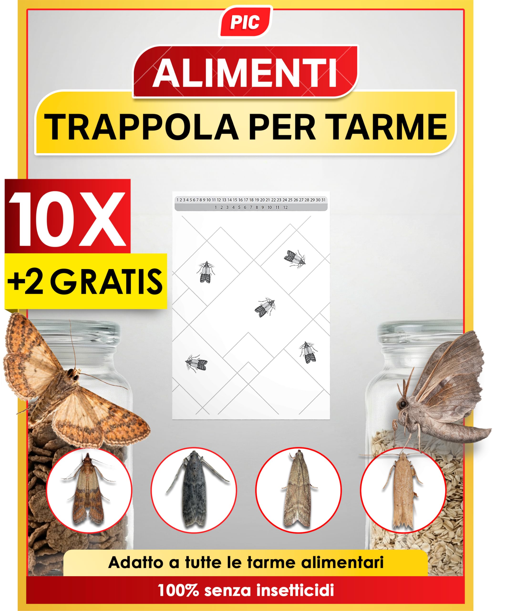 Trappole per Tarme Alimentari 12X con Feromoni – Trappola Antitarme per Dispensa e Cucina