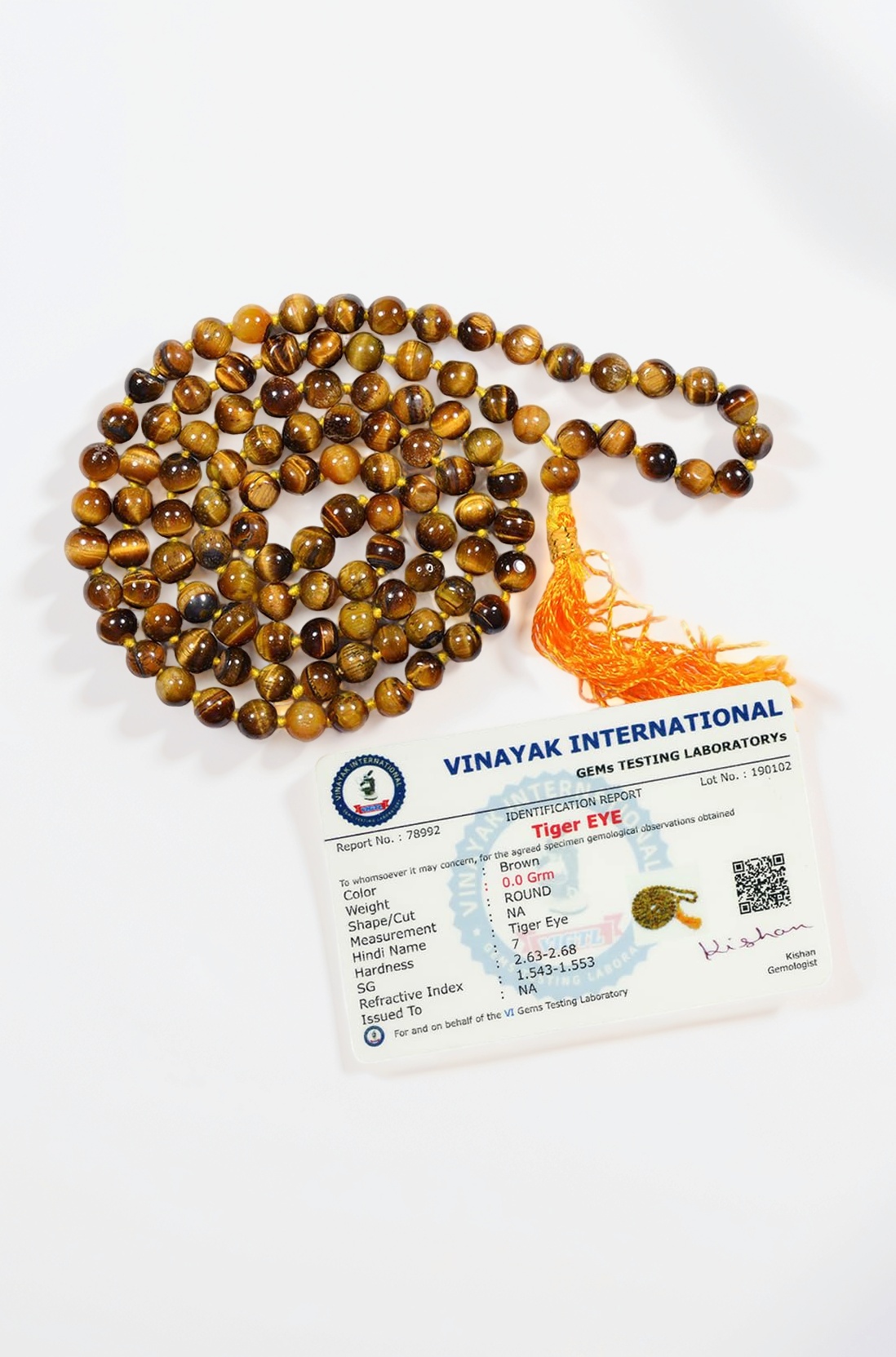 Reiki Crystal Products Certified Natural Tiger Eye Mala Semi Precious Crystal Stone 6 Mm 108 Beads Jap Mala For Reiki Healing - Unisex Adult