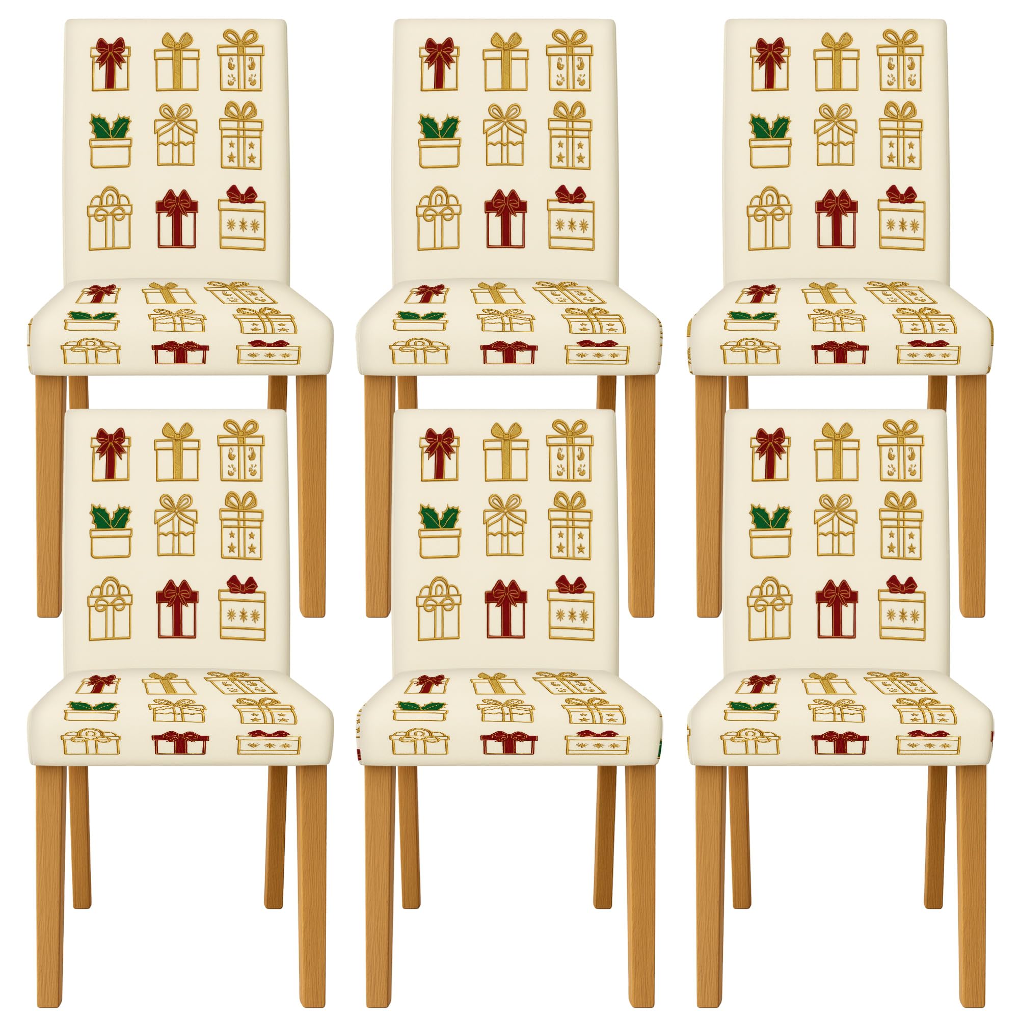Housses de chaise de salle à manger lavables en élasthanne motif festif