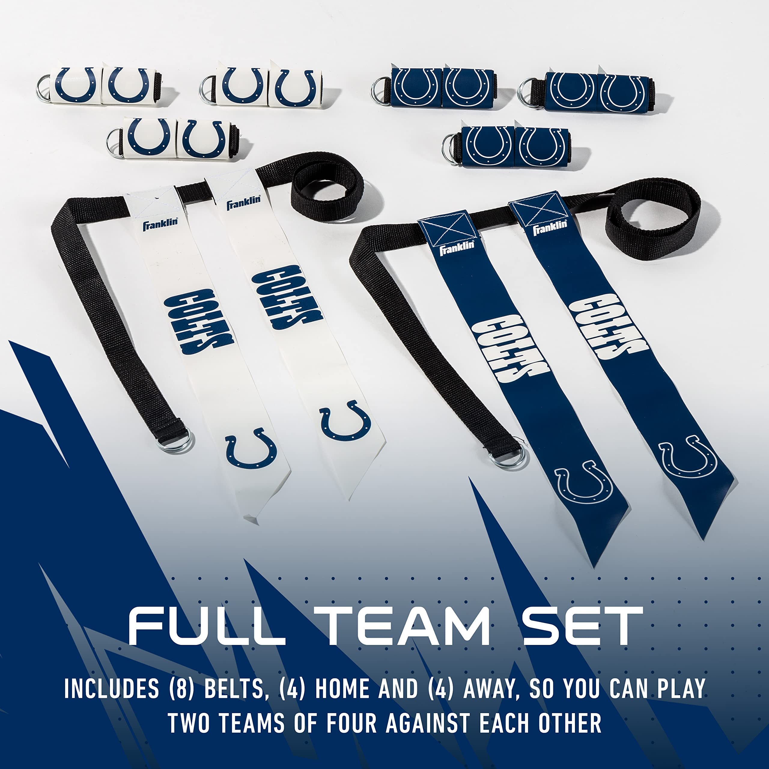 Franklin Sports Conjuntos de fútbol Americano con Bandera de Equipo de la NFL, Cinturones + Banderas, niños y Adultos, se Adapta a Cintura de hasta 36 Pulgadas, con Licencia de la NFL