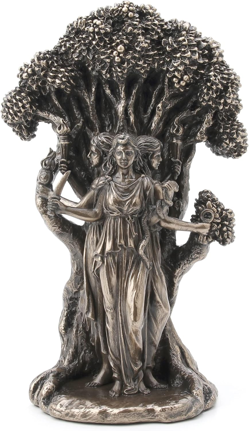Veronese Design 7 1/4" Triple Moon Goddess Hecate Resin Statue Antique Bronze Finish