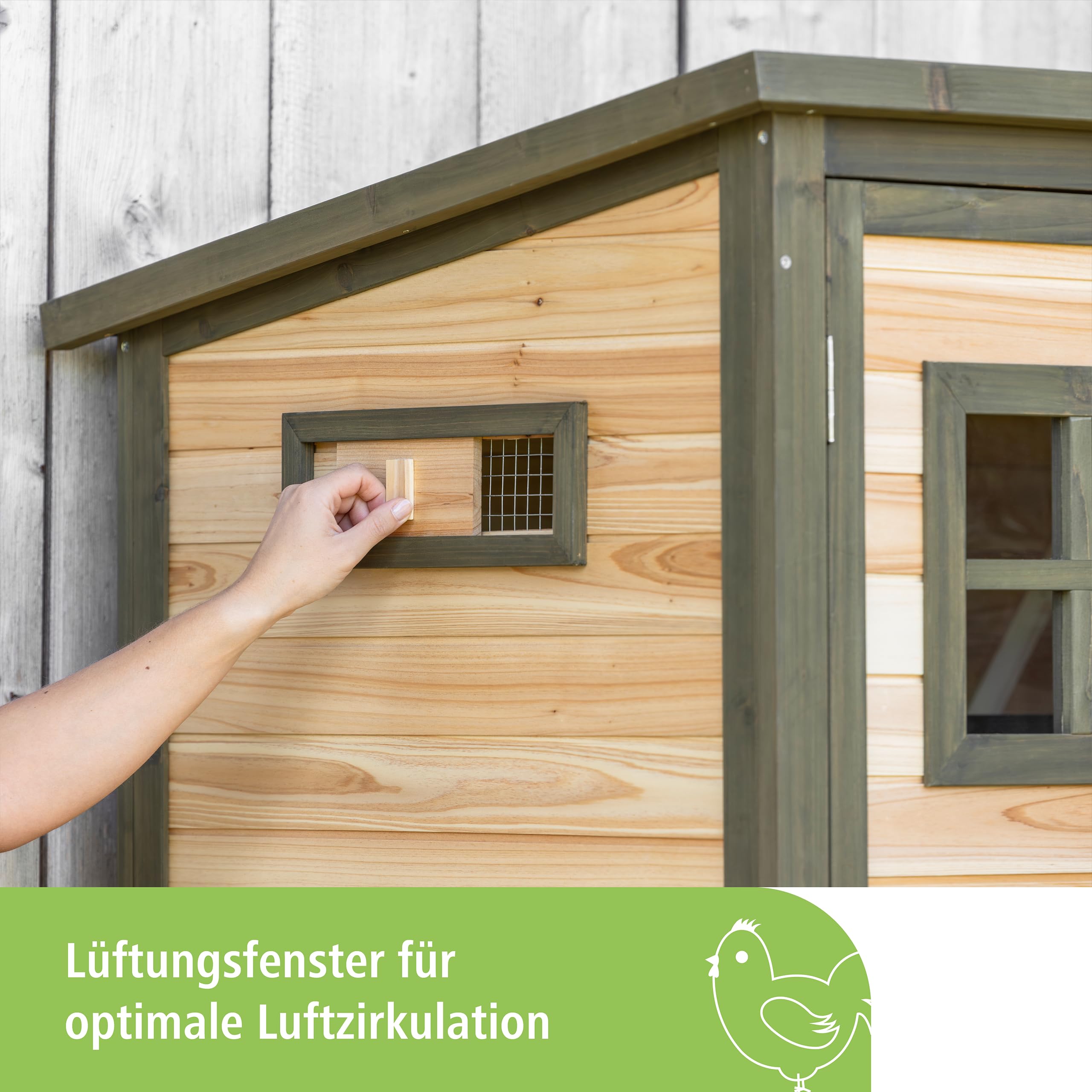 Kerbl Hobbyfarming Hühnerhaus Tower, Hühnerstall, 109x75x167cm, Holz, leicht zugänglich, leichte Reinigung, Zwei Sitzstangen, Zwei Legenester